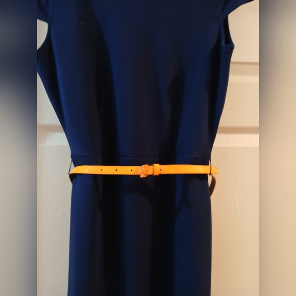 Derek Heart Medium navy mini dress with Hot orange neon belt - Picture 6 of 8
